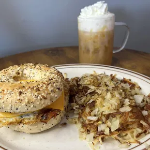 Bagel Breakfast &amp; Iced Coffee.