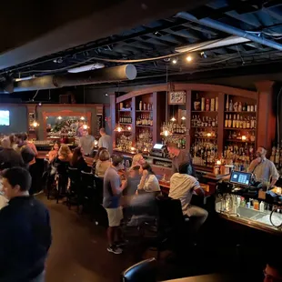  crowd of people at a bar