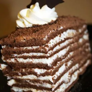 Spartak Chocolate layered cake with delicate cream.