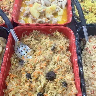Sautéed cabbage with prunes (below) really good, chicken and potato (above)