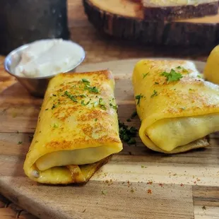 Meat Blinchiki, great texture and the sour cream really balances the taste