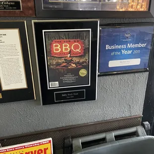 More plaques showing their accolades from Texas Monthly