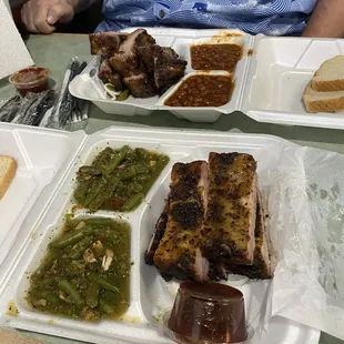 Ribs double green beans.