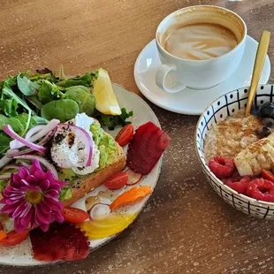 Avocado toast  Granny bird&apos;s oat Latte