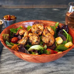 Baby Blues Mixed Green Salad with Shrimp