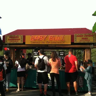 Baby Bull stand, behind the Jumbotron