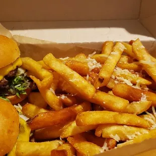 Burger with truffle fries