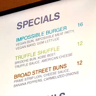 $16 impossible burger (served vegan!)