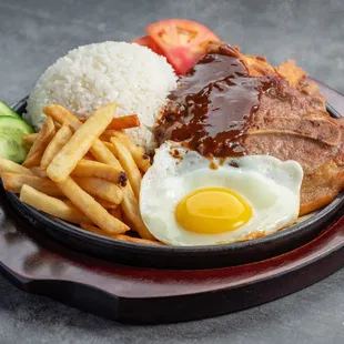 Sizzling Mixed Pork Chop and Chicken Steak