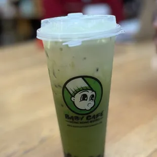 Thai green tea with boba