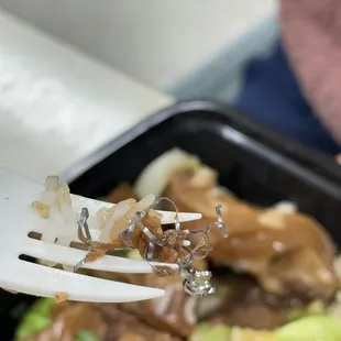 Disgustingly, I discovered steel strands from a steel sponge entangled in my food.