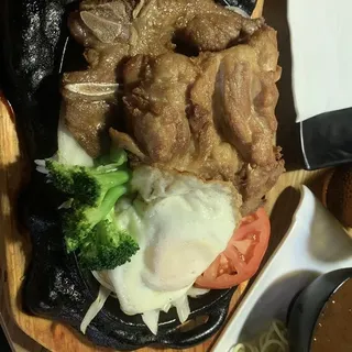 81. Sizzling Mixed Pork Chop and Chicken Steak Platter