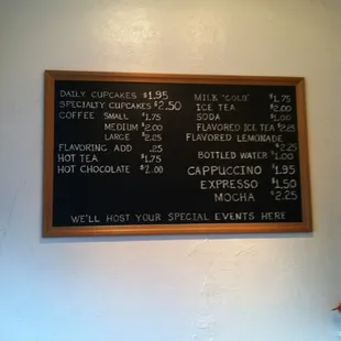 a menu on a chalkboard