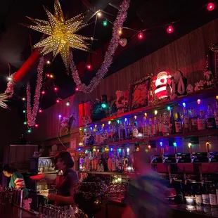 Bar area decorated for the Holidays