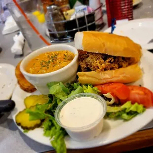 Half seafood po boy &amp; cup of Gumbo