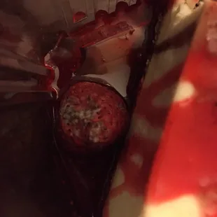 Cheese with strawberry mold!