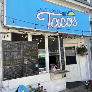 Front of restaurant ... No dine in. Order only. Tables out front though!