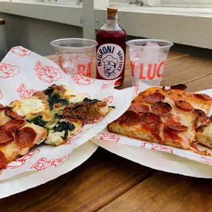 Pepperoni Slice + Broccoli Rabe Slice + Negroni
