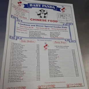 the menu