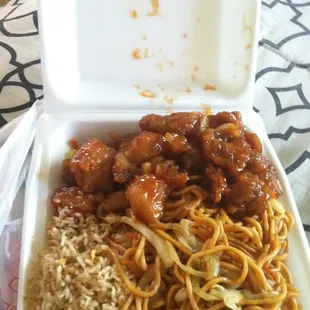 1item. With fried rice and chow mien. $6