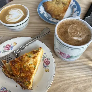 Cheddar scallion quiche, mango scone