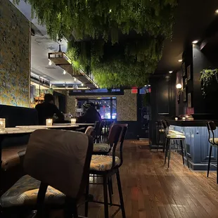 View from the farthest table closest to the bathrooms