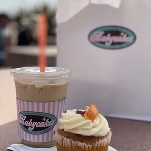 Blood Orange cupcake &amp; Chai Tea Latte.