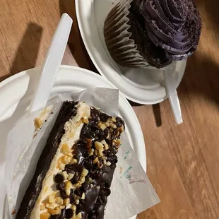 a chocolate cupcake and a cupcake