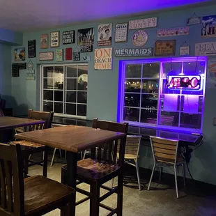 tables and chairs in a restaurant