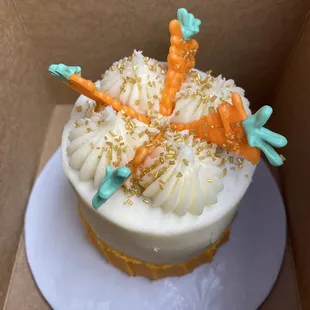 a carrot cake in a box