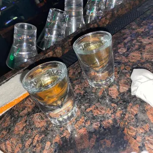 Two shots of Casa Migos Repasado from Jose