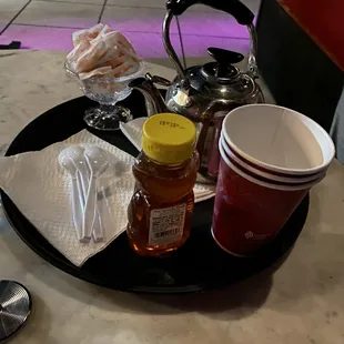 a tray of food on a table