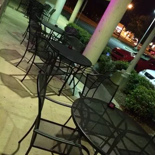 tables and chairs outside