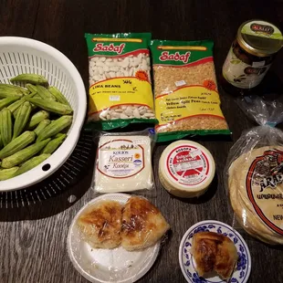 a variety of foods on a table