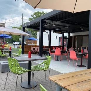 Outside on the patio