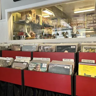 a display of vinyl records