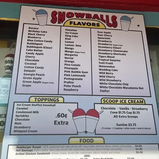 Snowball menu