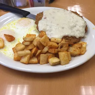 Country Fried Steak and Eggs*