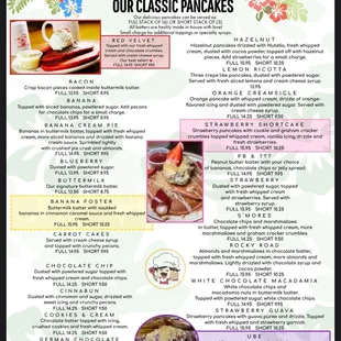 Classic Pancakes menu