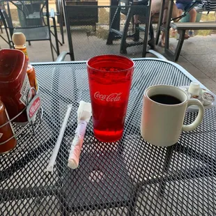 Patio dining. It's still comfortable, temp wise, in the mornings.