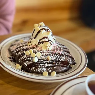 Chocolate peppermint pancakes.