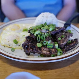 Kalbi beef and eggs