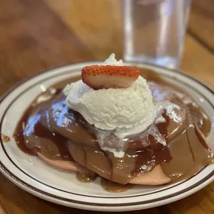 Strawberry Guava pancake. Not overly sweet! A must tru