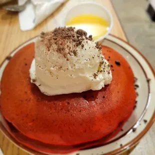 Red velvet pancakes