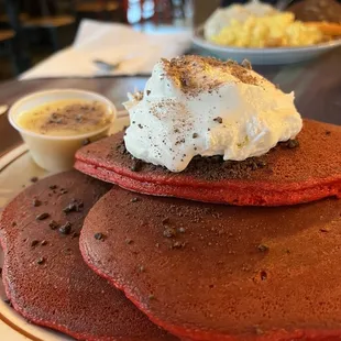 Red velvet pancakes
