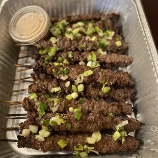 Small Tray Beef Skewers - inquire party trays baclieurestaurant@gmail.com