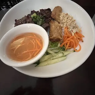B6. Vermicelli with Grilled Beef & Fried Egg Roll