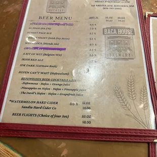 menu