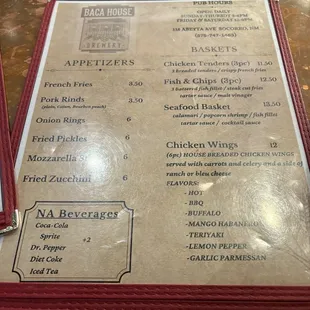 menu