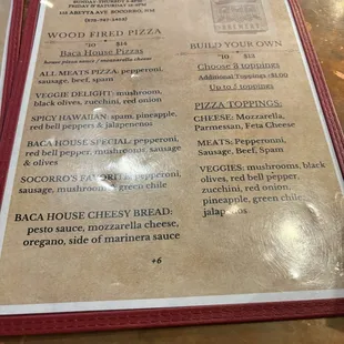 menu
